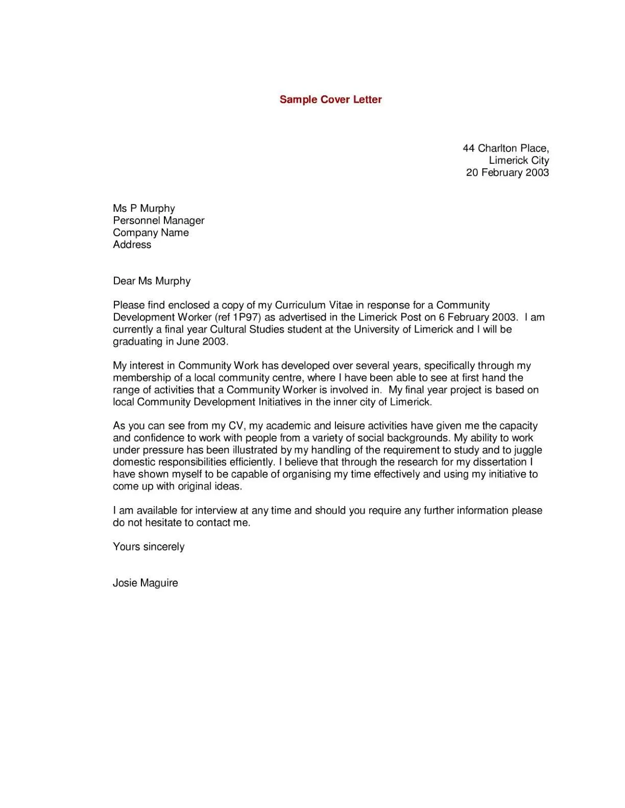 43610 cover letter examples