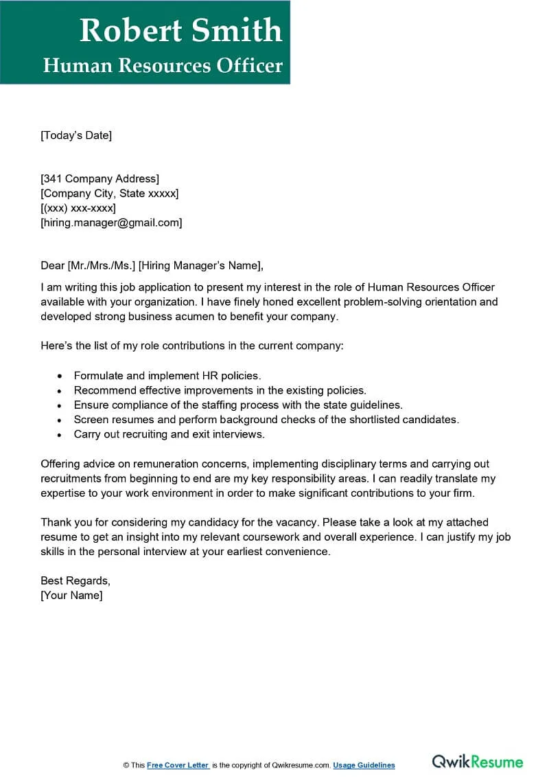 43617 cover letter formatting