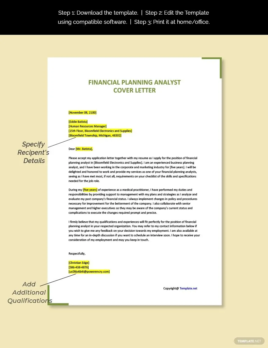 43618 financial planning cover letter