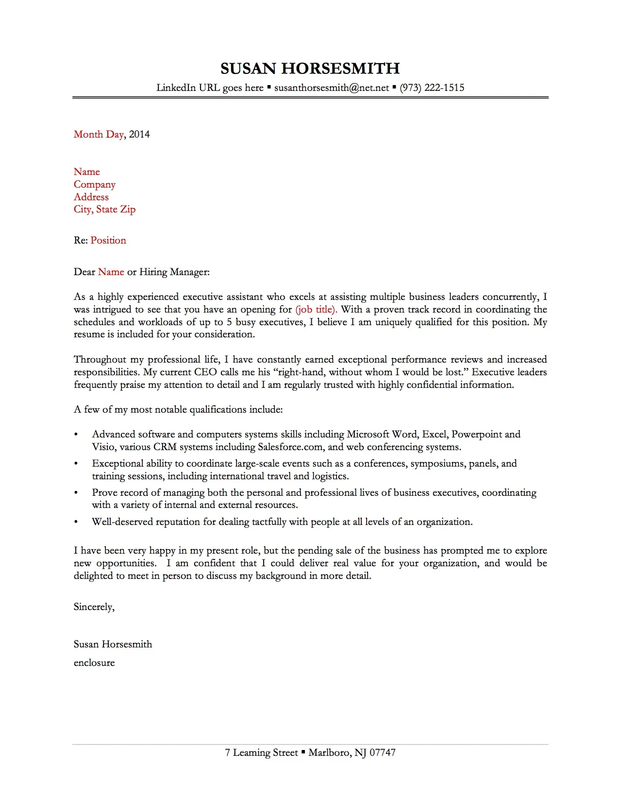 43631 call to action cover letter