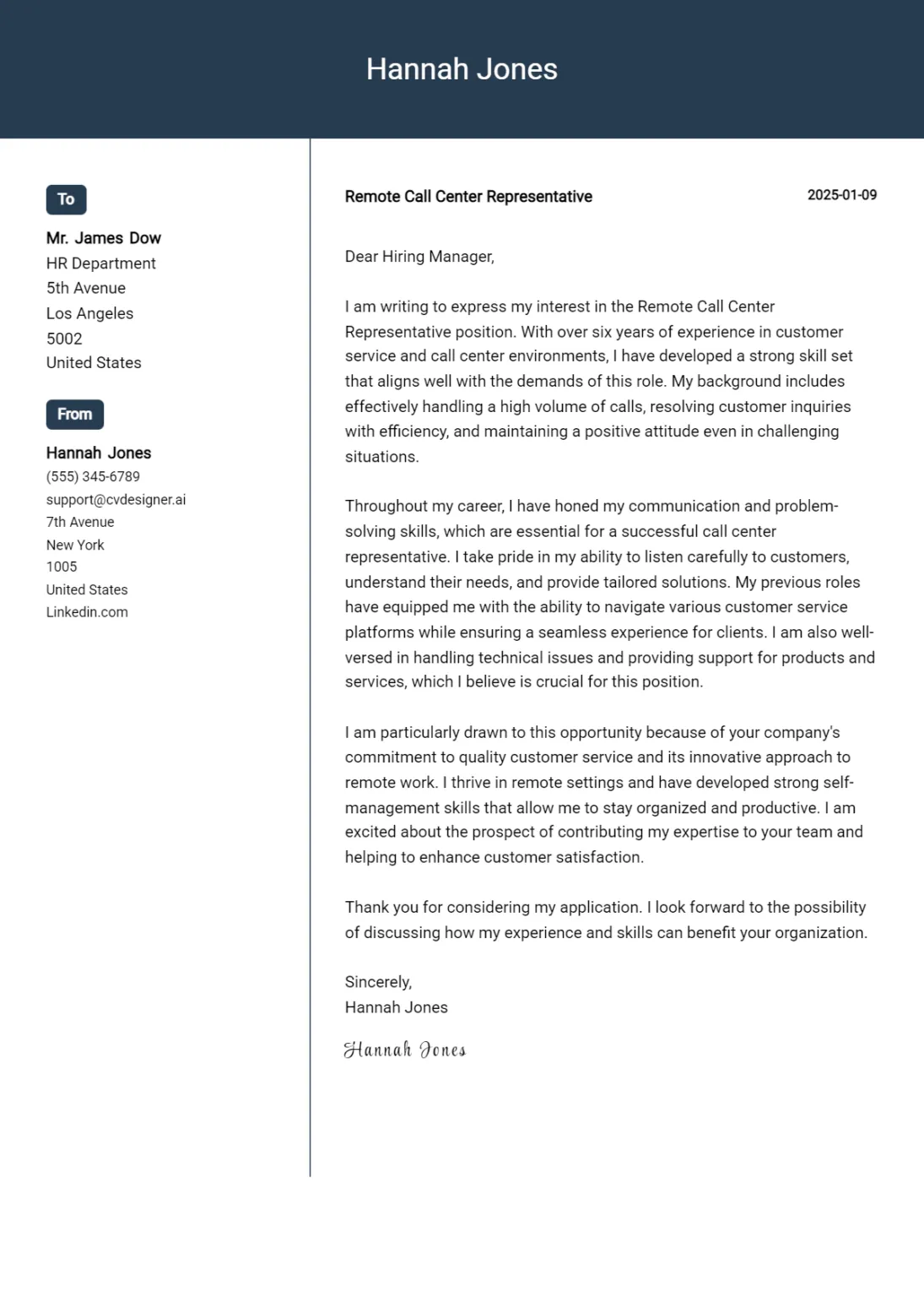 43641 call center cover letter skills